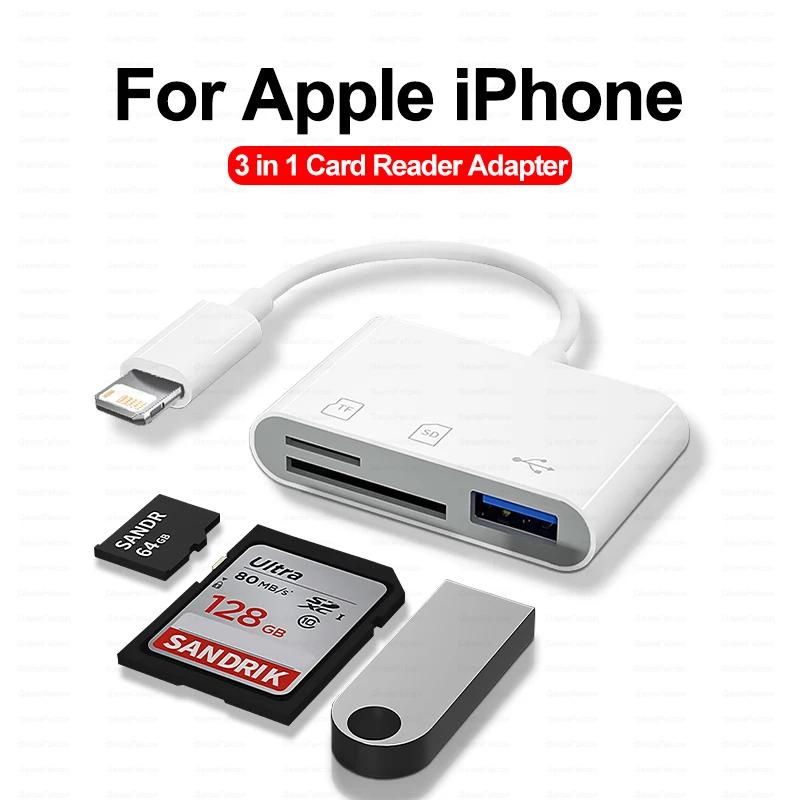 3 In 1 SD TF ī  Apple iPhone 14 12 13 11 Pro Max XR XS USB C ī޶ ȯ iPad ȵ̵ Ʈ OTG 